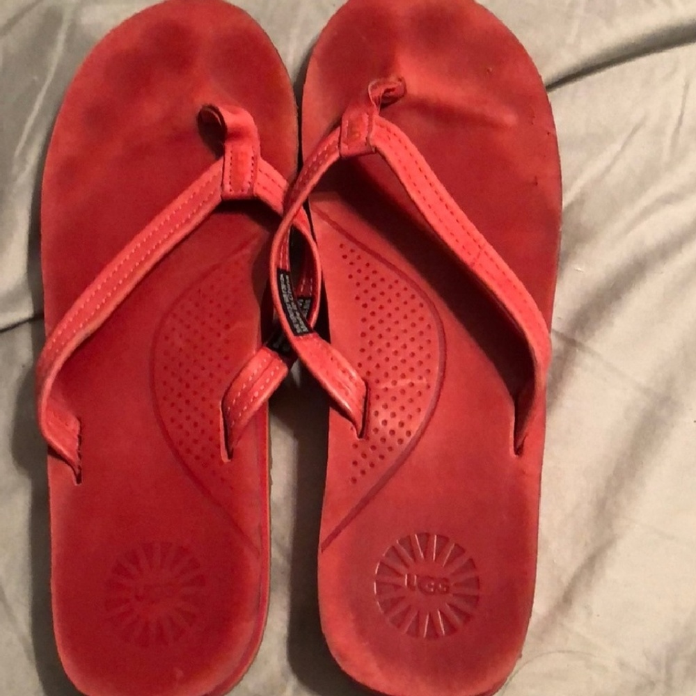 Ugg Red Flip-flops Sandals Leather 8